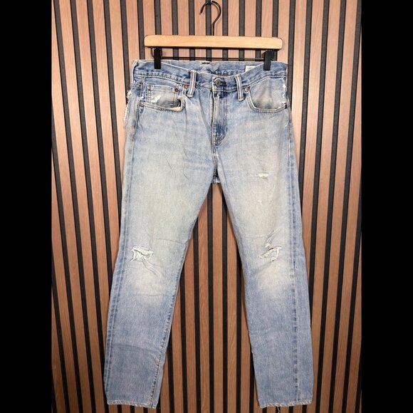 Levis 511 Jeans 32 x 34 Mens Blue White Oak Destroyed Denim 5 Pocket - Picture 1 of 13